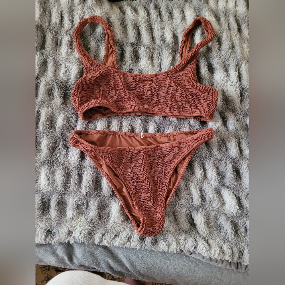 Rust Textured Bikini Set